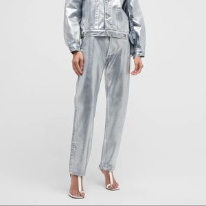 NWT AGOLDE 90s Pinch Waist Metallic Jeans